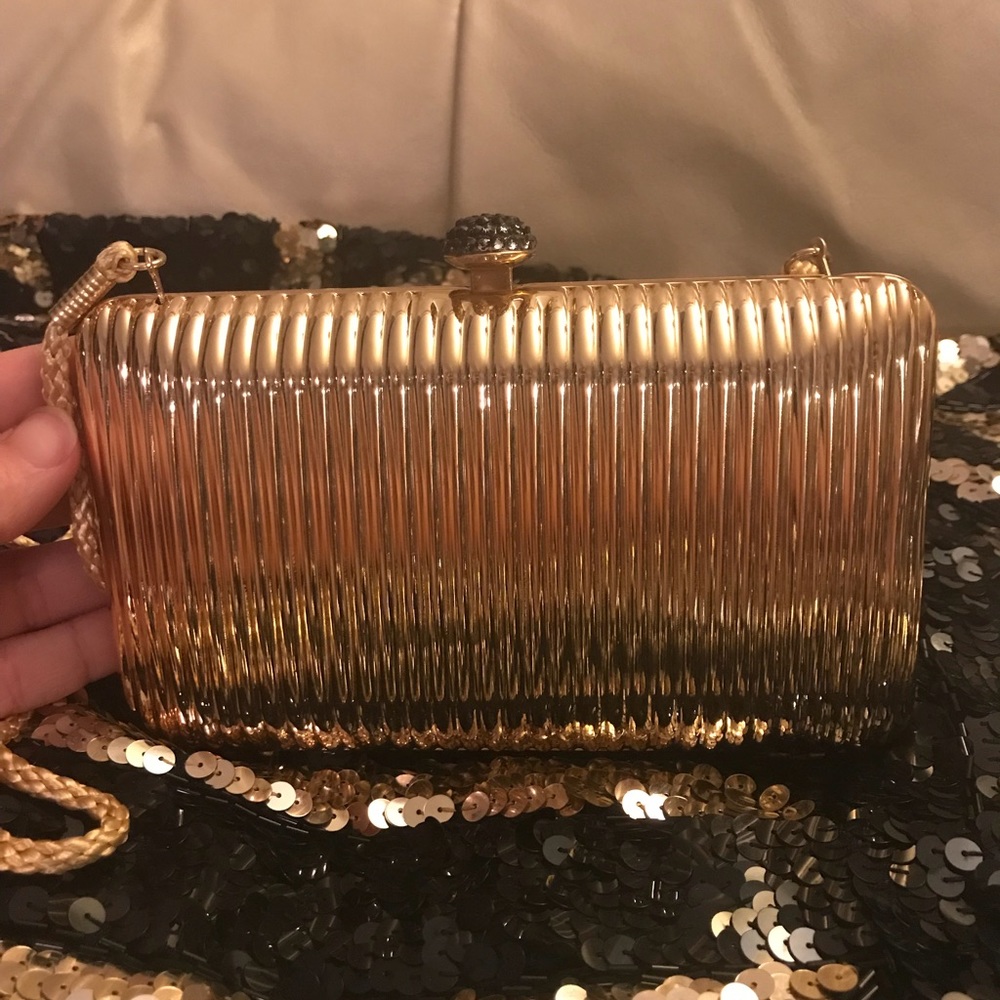 Kate Landry gold metal clutch